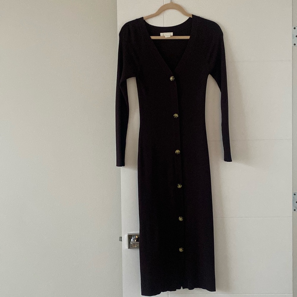 H&M brown midi knit dress